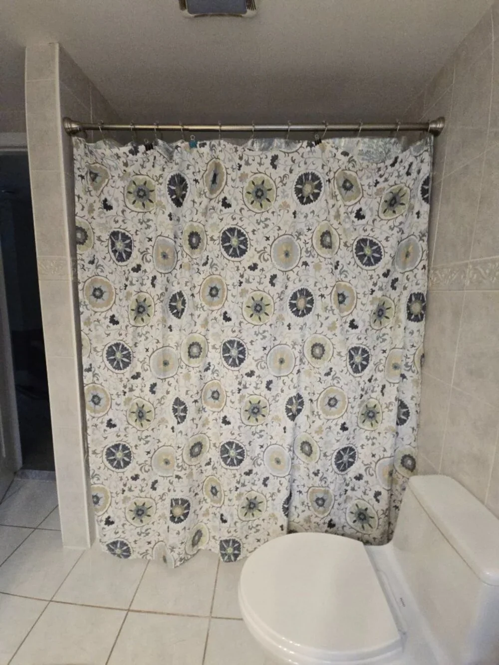JCPenney Home Suzani Blue Floral Medallion Fabric Shower Curtain 72x72